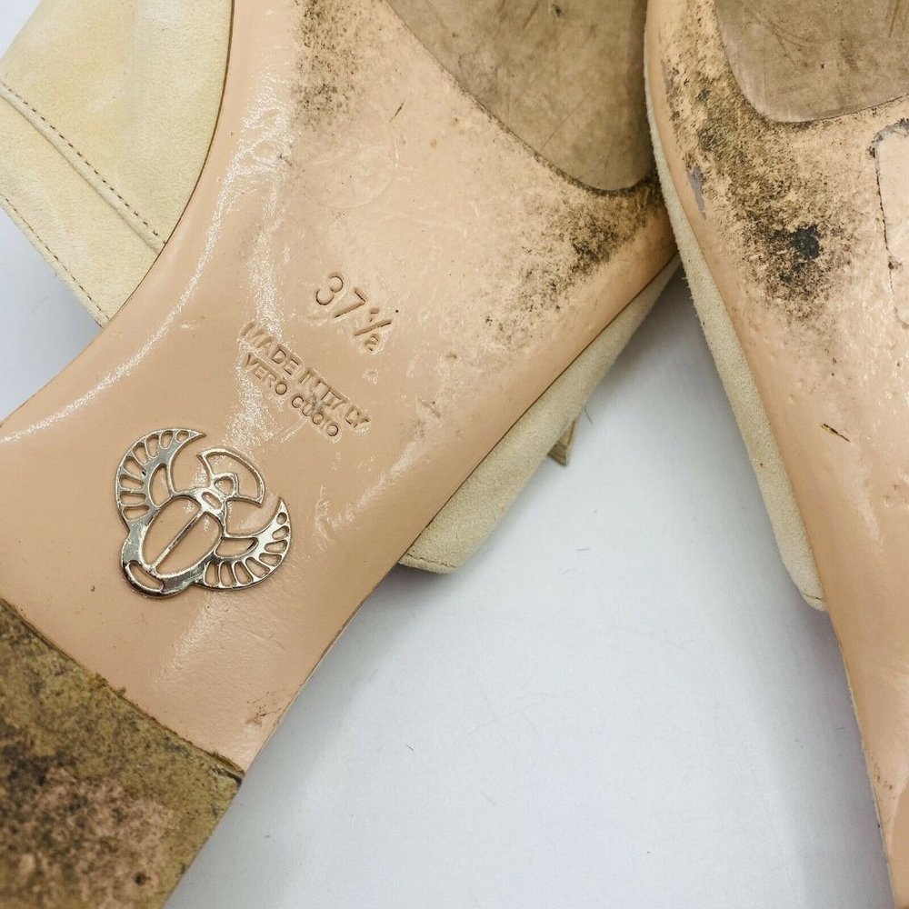 Oscar Tiye Pale Pink Suede Flats Slides 37.5 7.5 - Picture 7 of 7